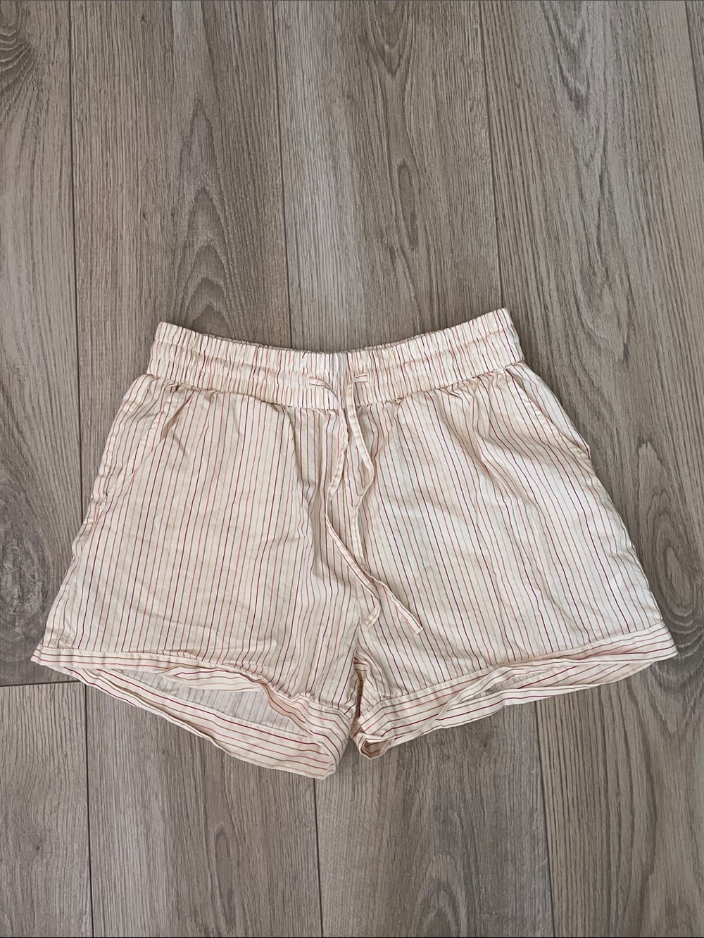 Hurley Light Pink Striped High-Waist Lounge Shorts